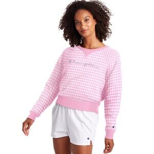 CHAMPION Campus French Terry Crew Pink White Embroidered Extra Large NWOT‎